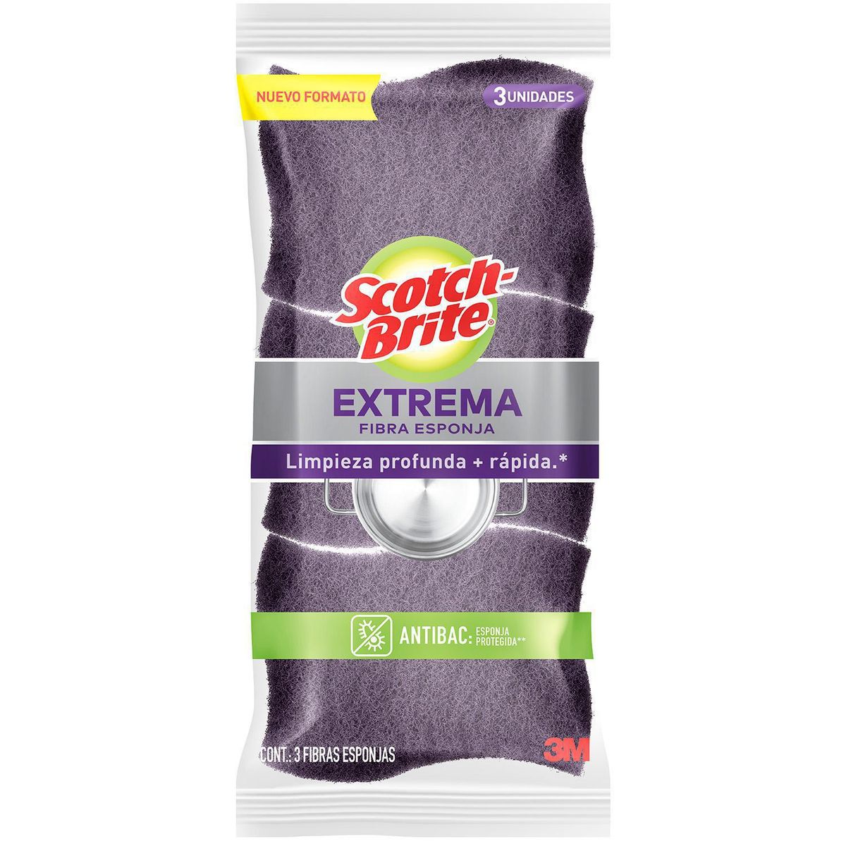 SCOTCH BRITE - Esponja extrema fibra abrasiva 3 unidades
