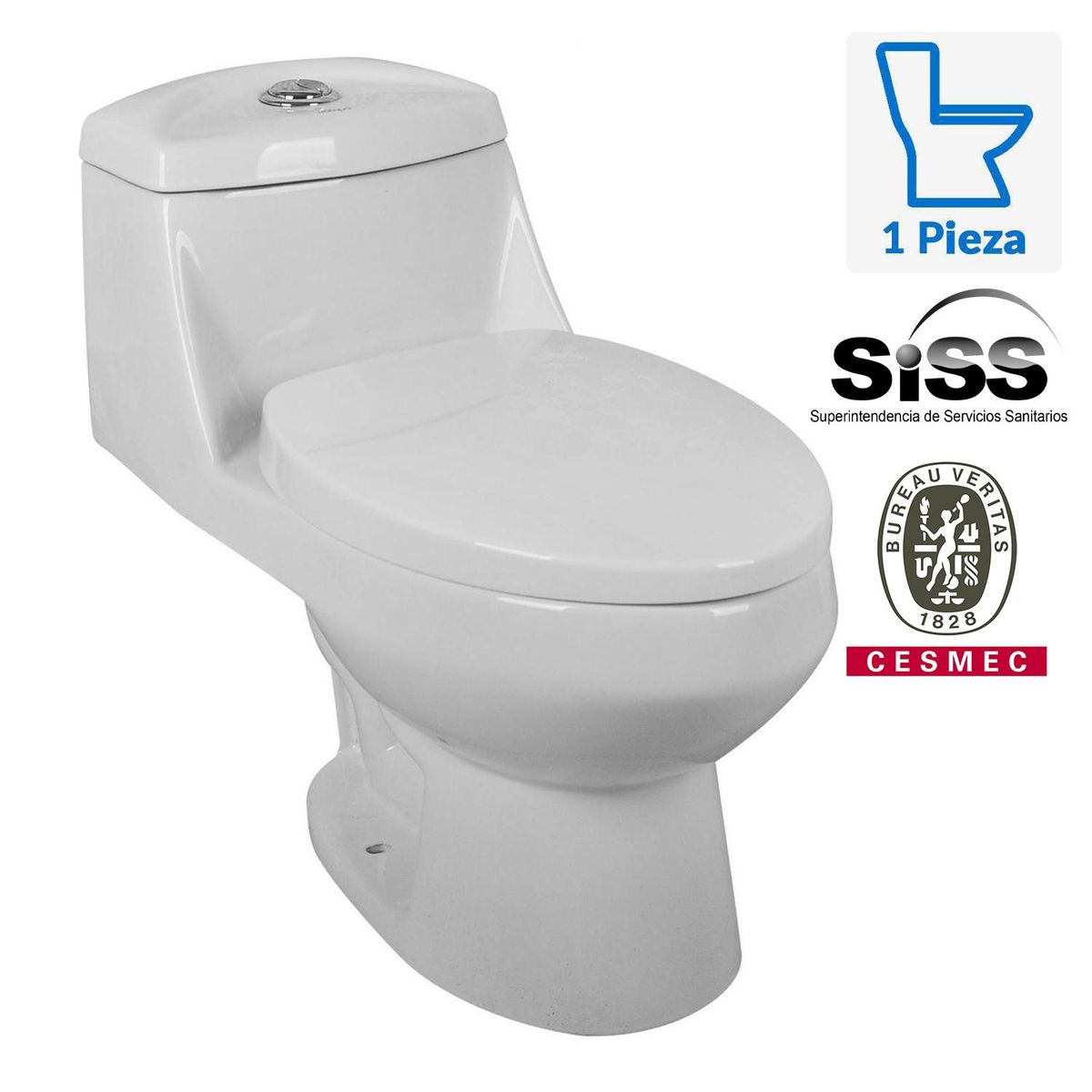SENSI DACQUA - Sanitario One piece a Piso 30,5 cm 6 Litros Vinciny Blanco