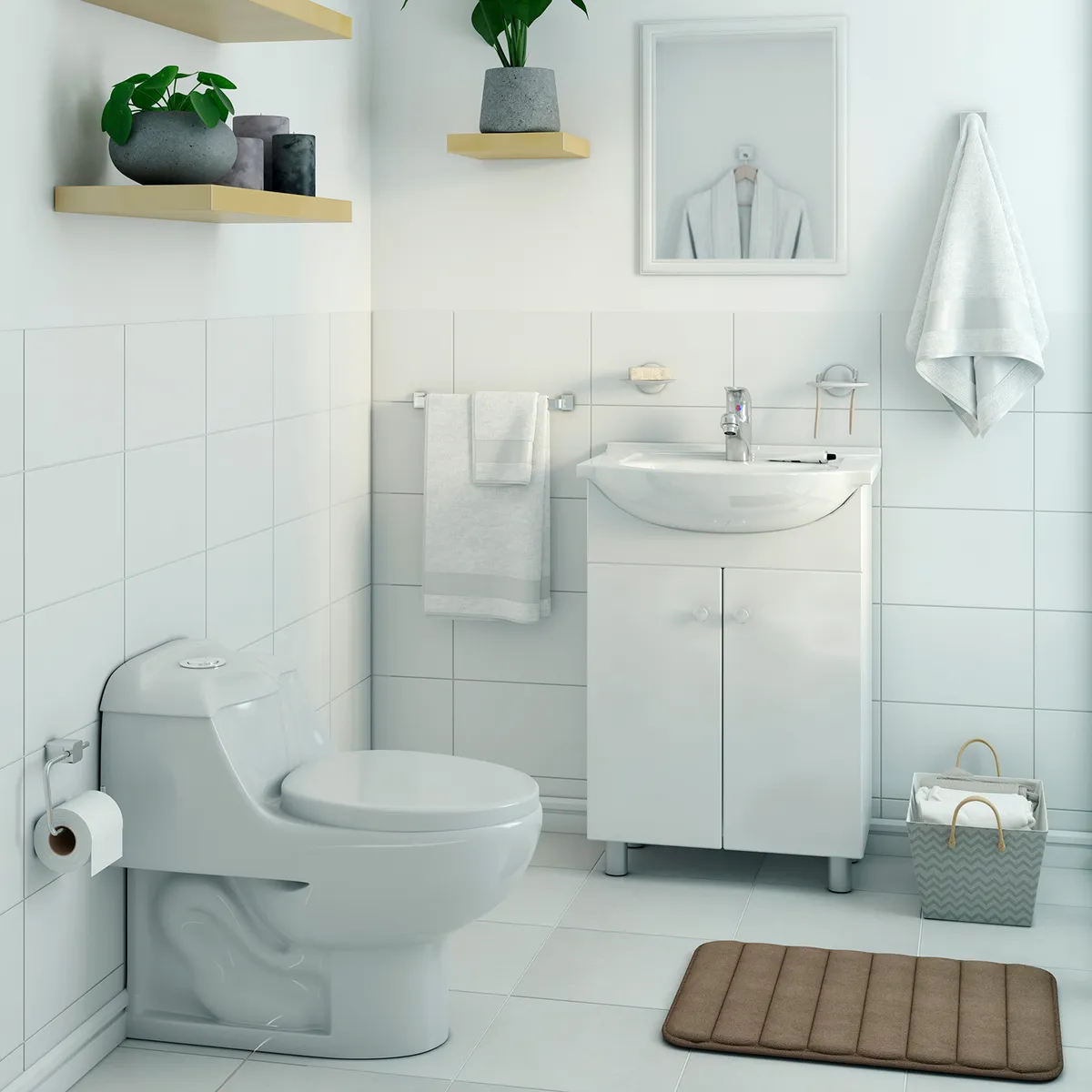 SENSI DACQUA - Sanitario One piece a Piso 30,5 cm 6 Litros Vinciny Blanco