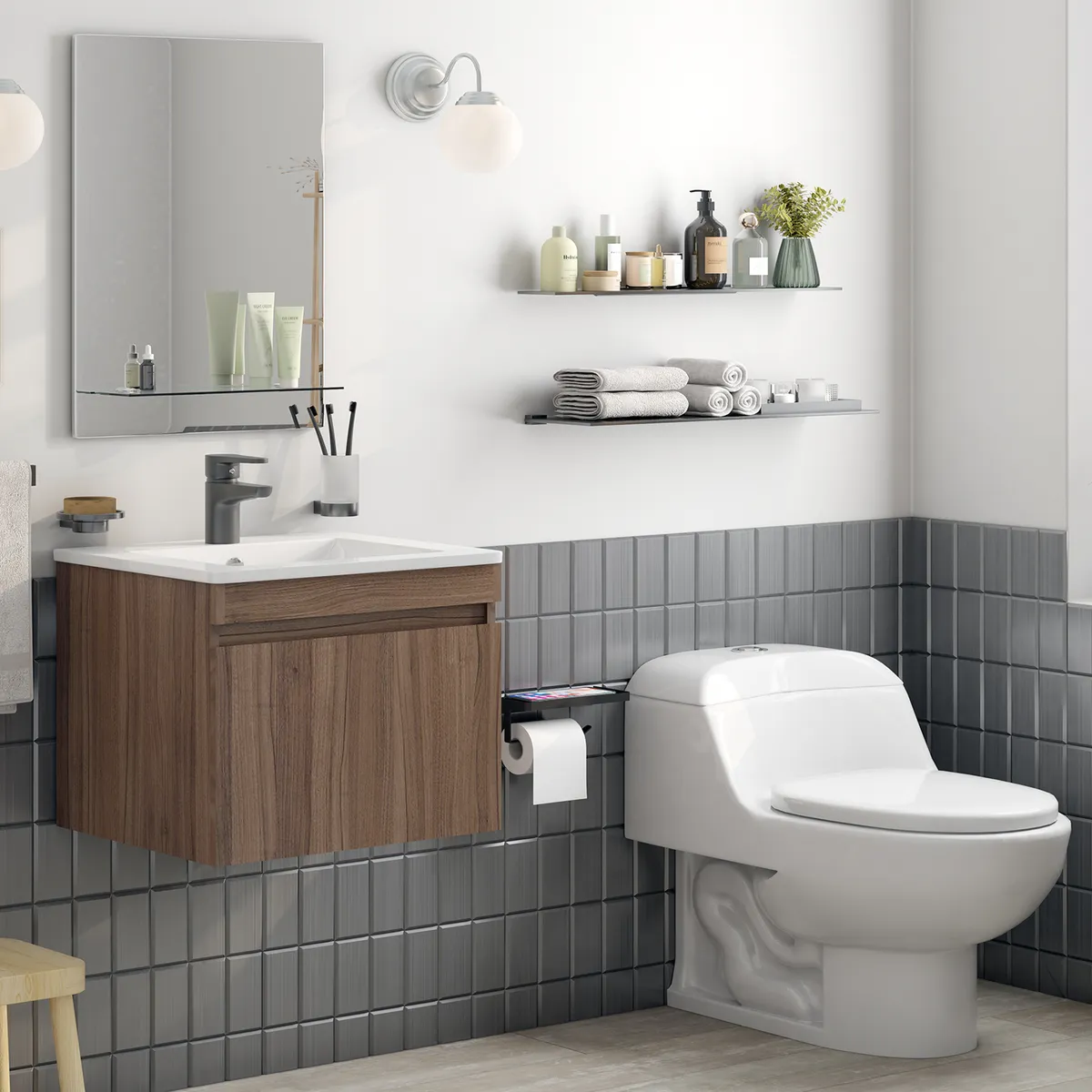 SENSI DACQUA - Sanitario One Piece Dual Flush a Piso 30,5 cm 7 a 4,1 Litros por Descarga Lara Blanco