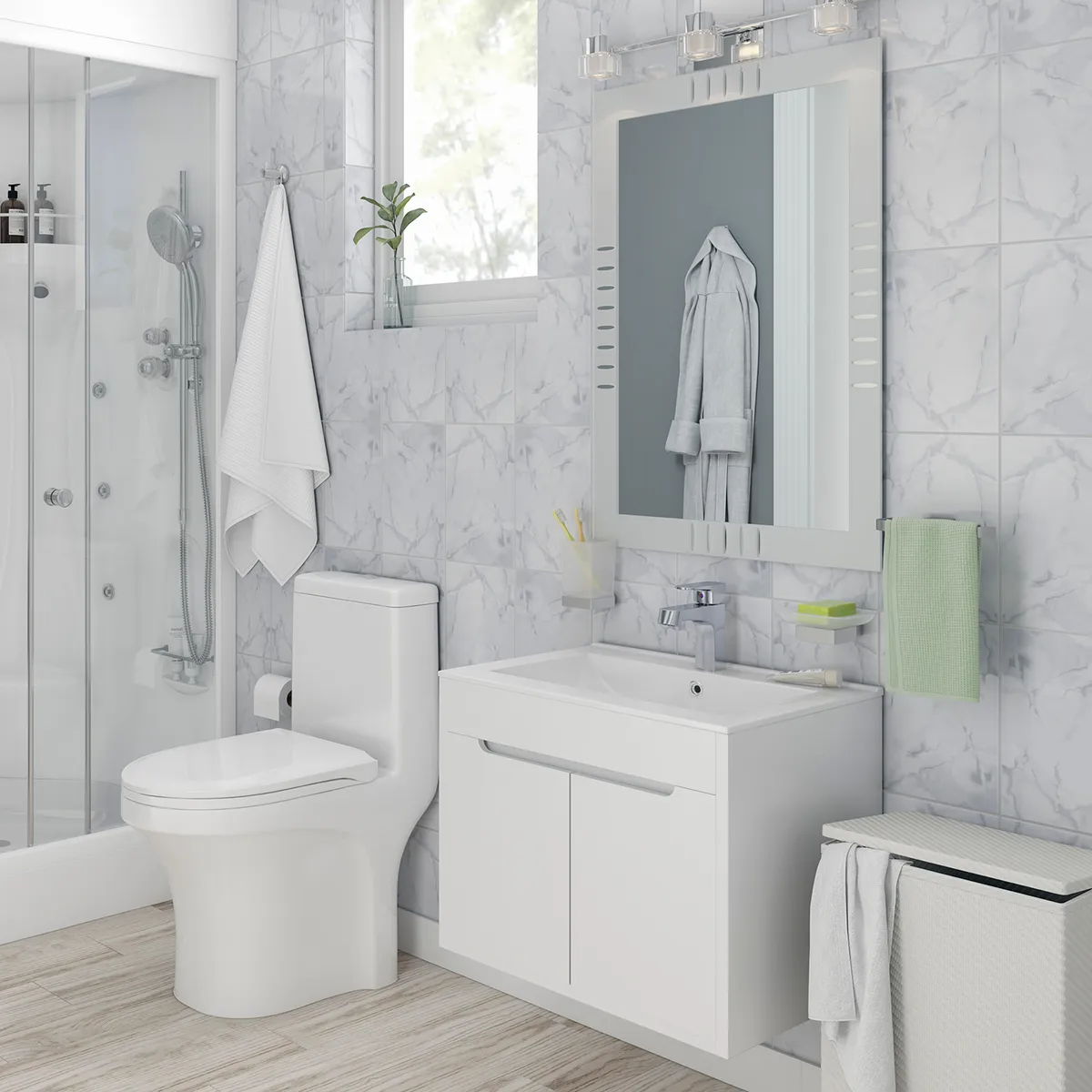 SENSI DACQUA - Sanitario One Piece a Piso 30,5 cm 7 Litros Roma