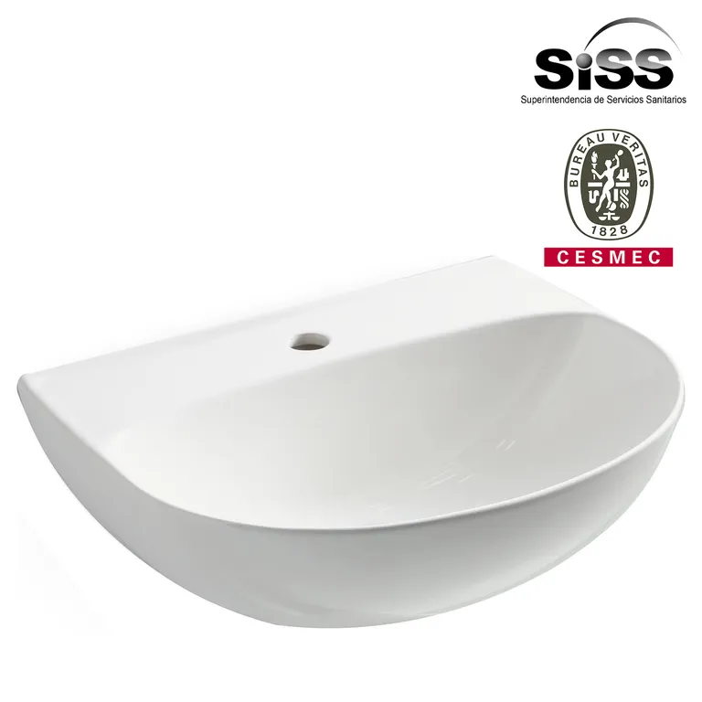 Lavamanos Forma Ovalada Porcelana 21x55x55 cm Blanco
