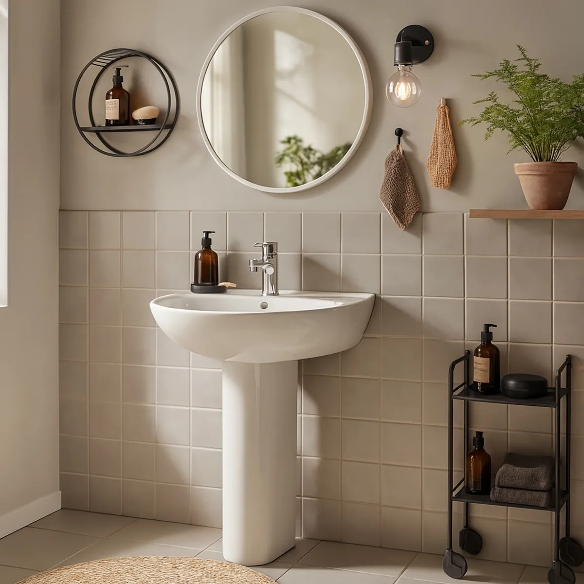 CORONA - Lavamanos Forma Ovalada Porcelana 21x55x55 cm Blanco