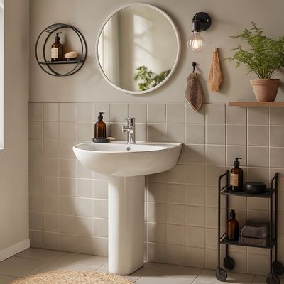 Imagen 2 del producto Lavamanos Forma Ovalada Porcelana 21x55x55 cm Blanco