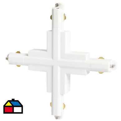 Conector cruz para riel blanco