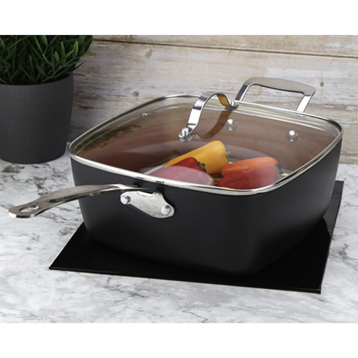 MARMICOC - Olla 24x24 cm aluminio pláteado