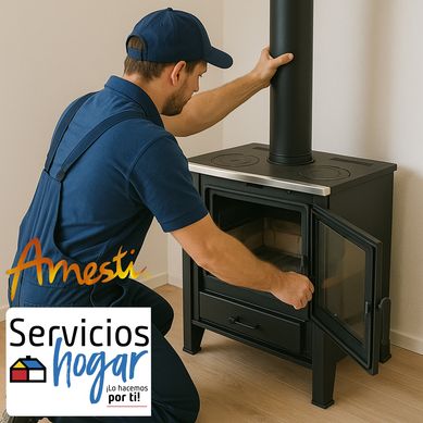 Instalacin calefactor a lea  AMESTI en casa de 1 piso