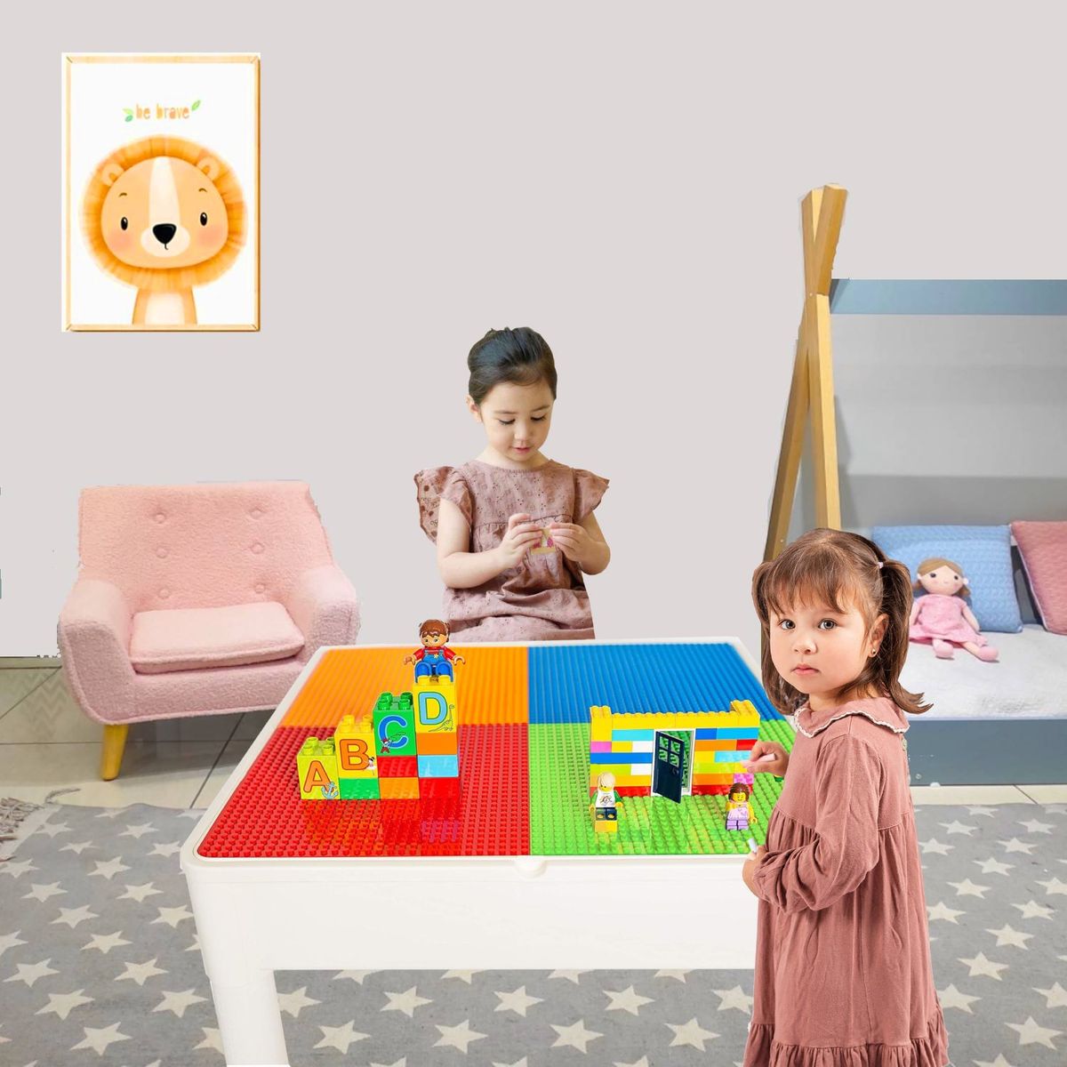 KIDSCOOL - Set de Mesa + 2 Sillas Infantil 51x43x51 cm Multicolor Desde 1 año