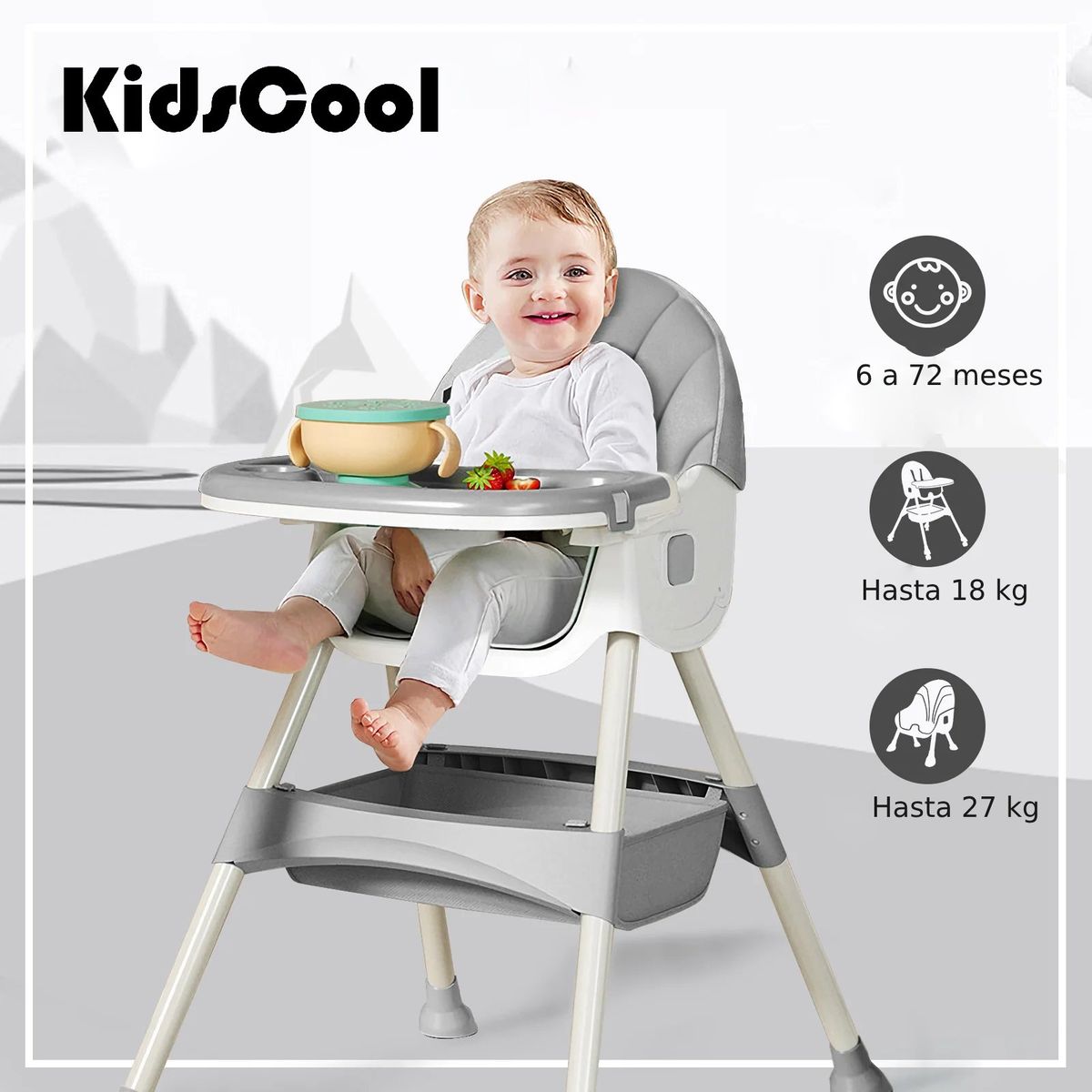 KIDSCOOL - Silla de comer Florencia gris