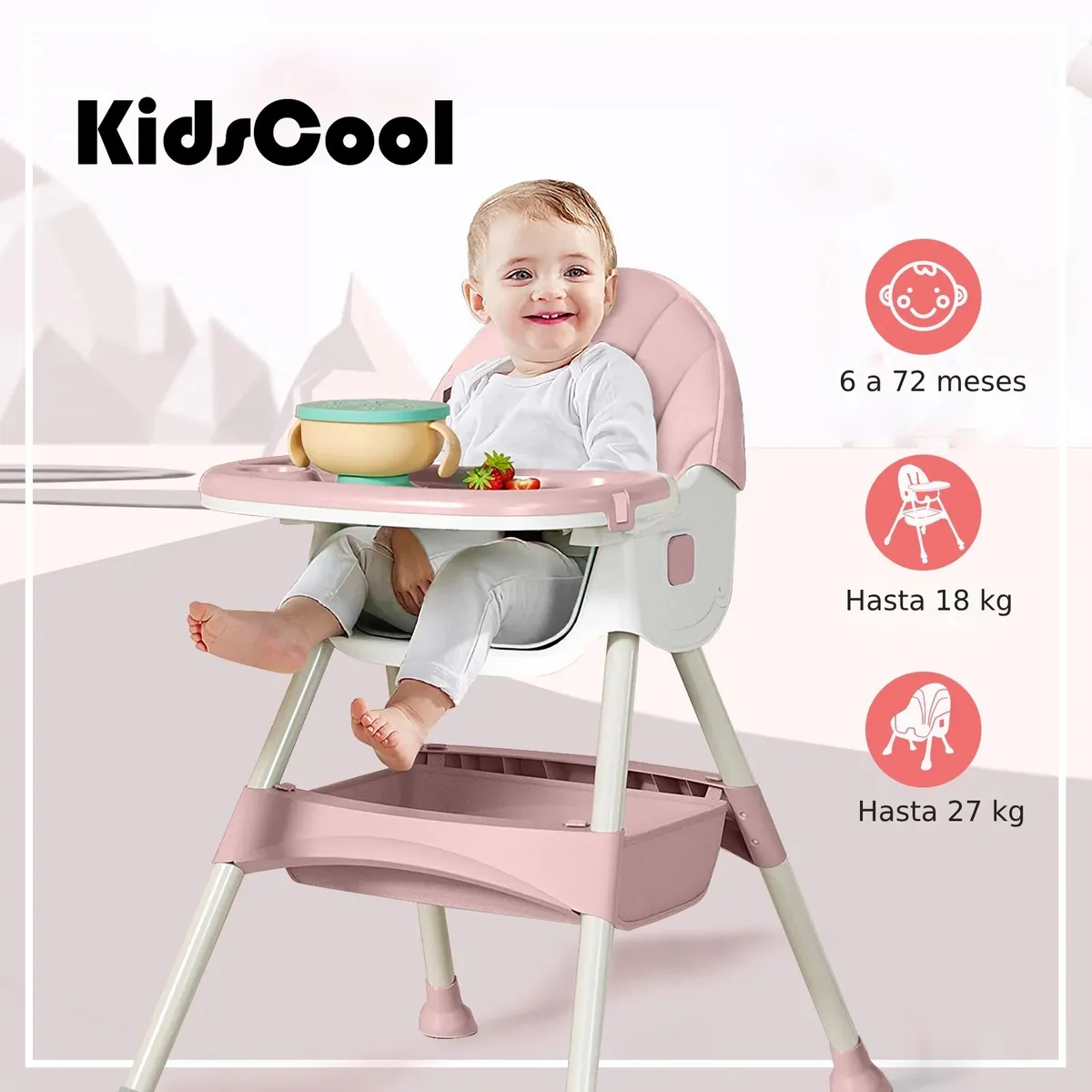 KIDSCOOL - Silla de comer Vienna rosada