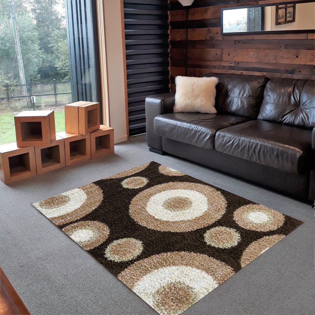 IDETEX - Alfombra Shaggy Niza 150x200 cm Polipropileno Café