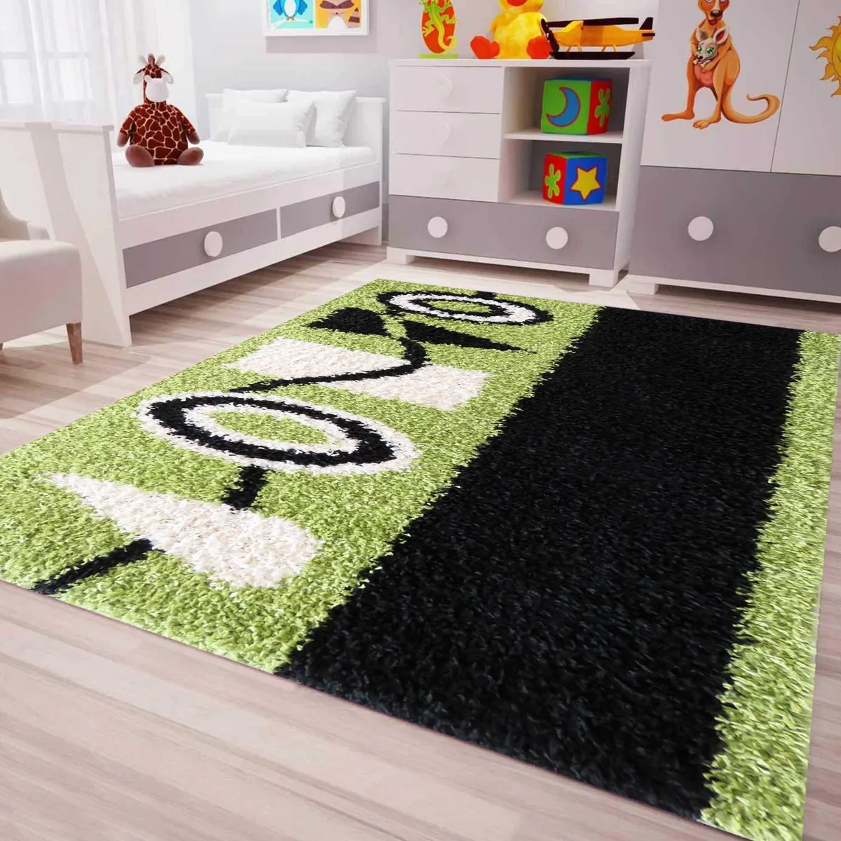 IDETEX - Alfombra Shaggy Geo 120x170 cm Polipropileno Verde