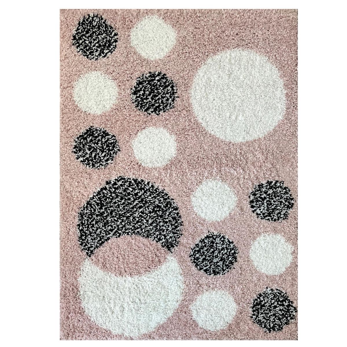 IDETEX - Alfombra Shaggy Círculos 120x170 cm Polipropileno Rosado