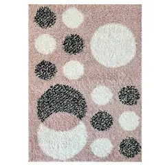 IDETEX - Alfombra Shaggy Círculos 120x170 cm Rosado