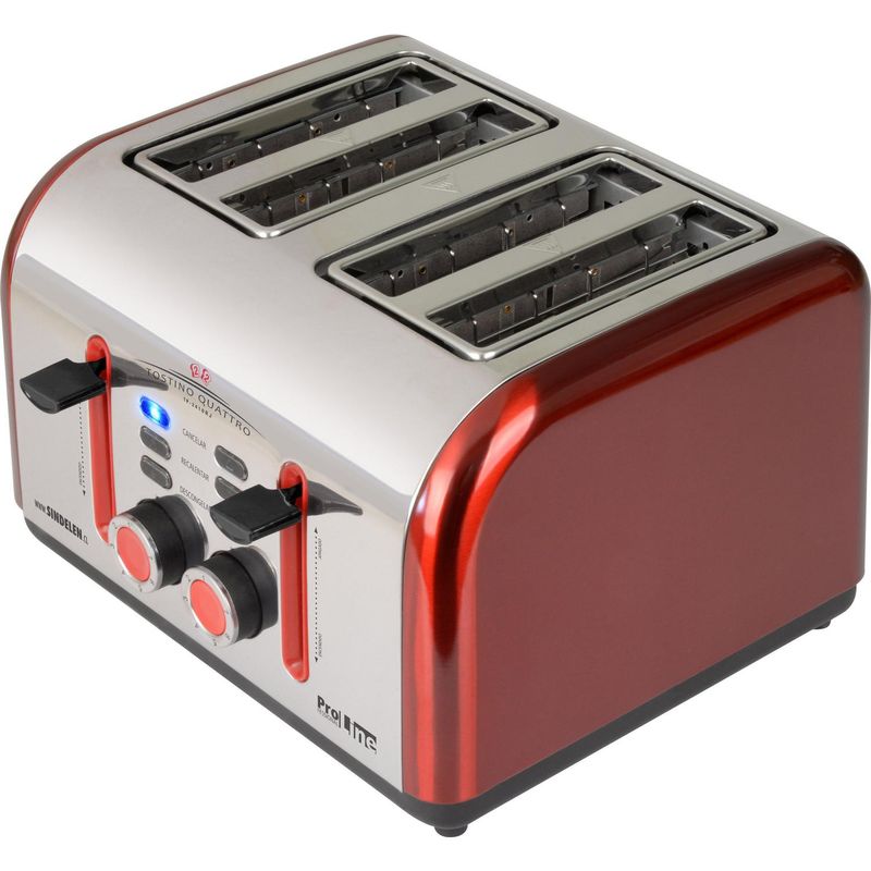 SINDELEN - Tostador de Pan 1600W 4 Panes Rojo