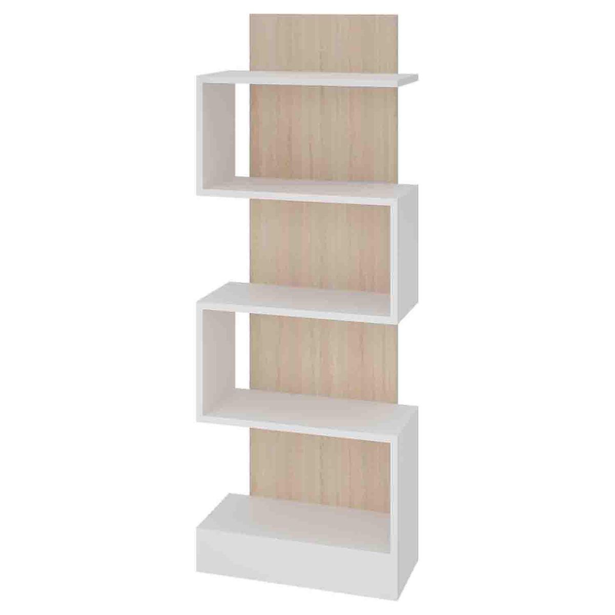 SILCOSIL - Librero Zig Zag MDP 5 Nivel(es) 45x120x20 cm Blanco/Roble