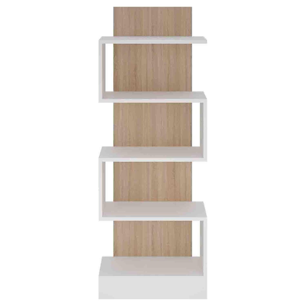 SILCOSIL - Librero Zig Zag MDP 5 Nivel(es) 45x120x20 cm Blanco/Roble