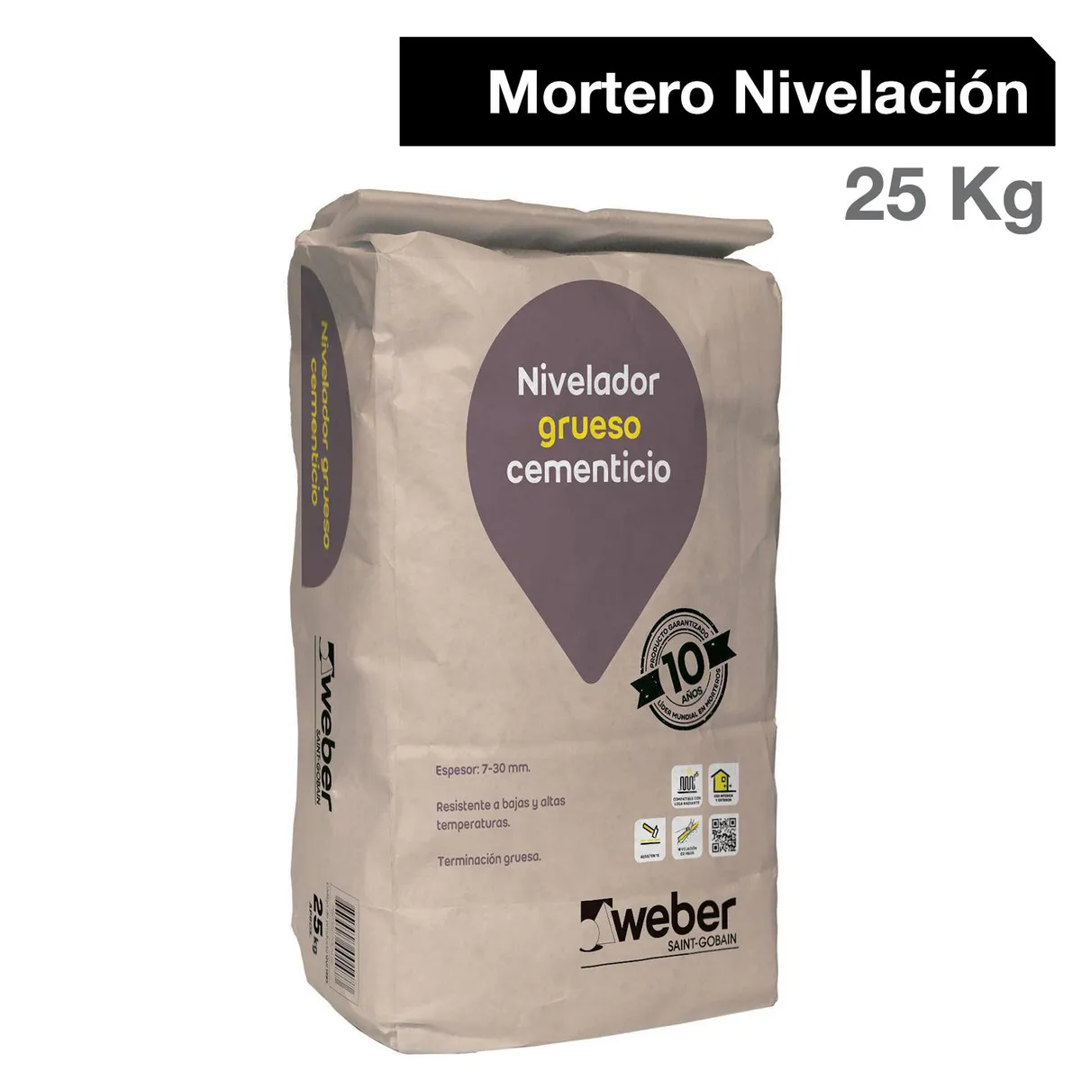 WEBER - Mortero nivelador ceramico/porcelanato superficie pisos 25kg