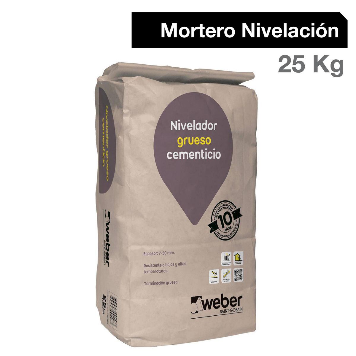 WEBER - Mortero nivelador ceramico/porcelanato superficie pisos 25kg