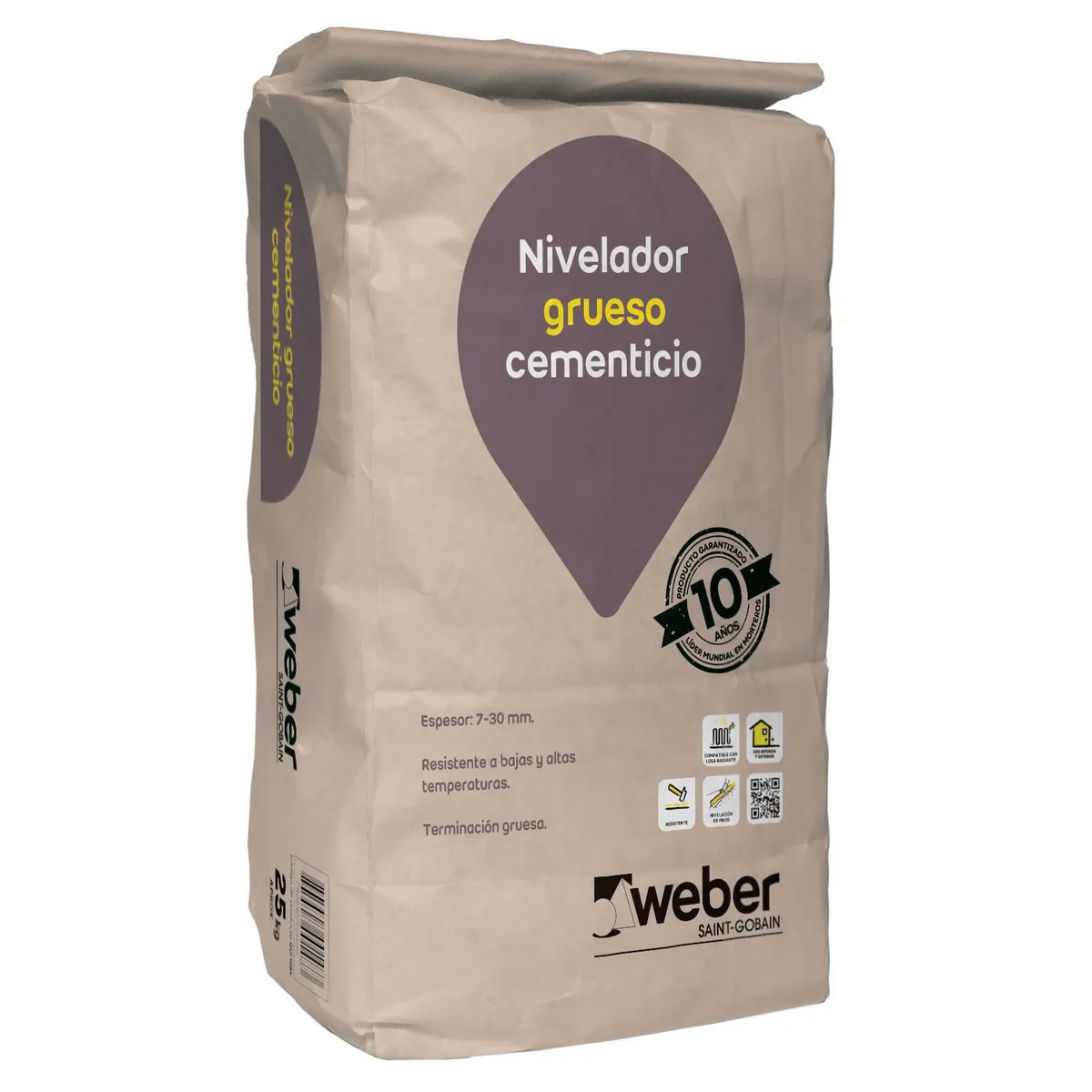 WEBER - Mortero nivelador ceramico/porcelanato superficie pisos 25kg