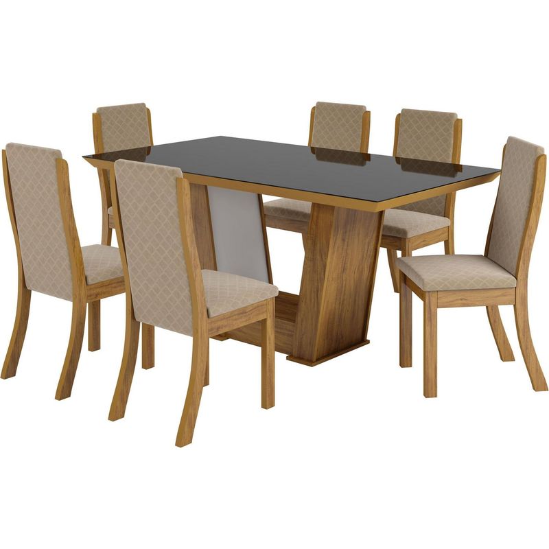 EXIT - Juego de Comedor Dalia 6 Sillas Mesa Rectangular 90x80x160 cm Café