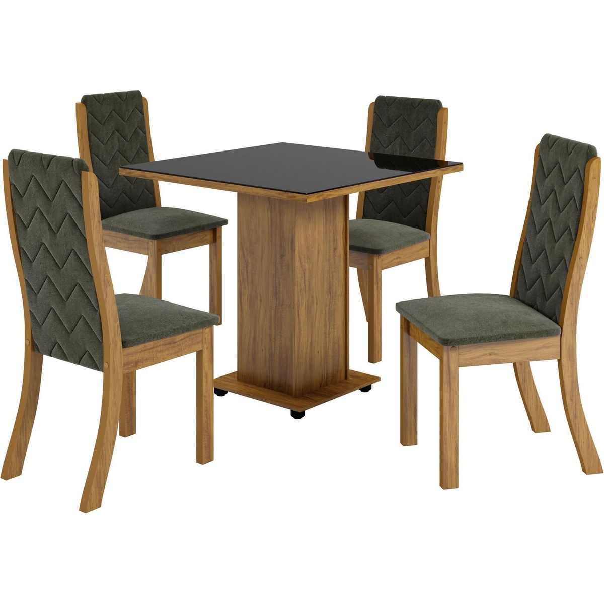 EXIT - Juego de Comedor Cali 4 Sillas Mesa Cuadrada 90x79x90 cm Negro/Café