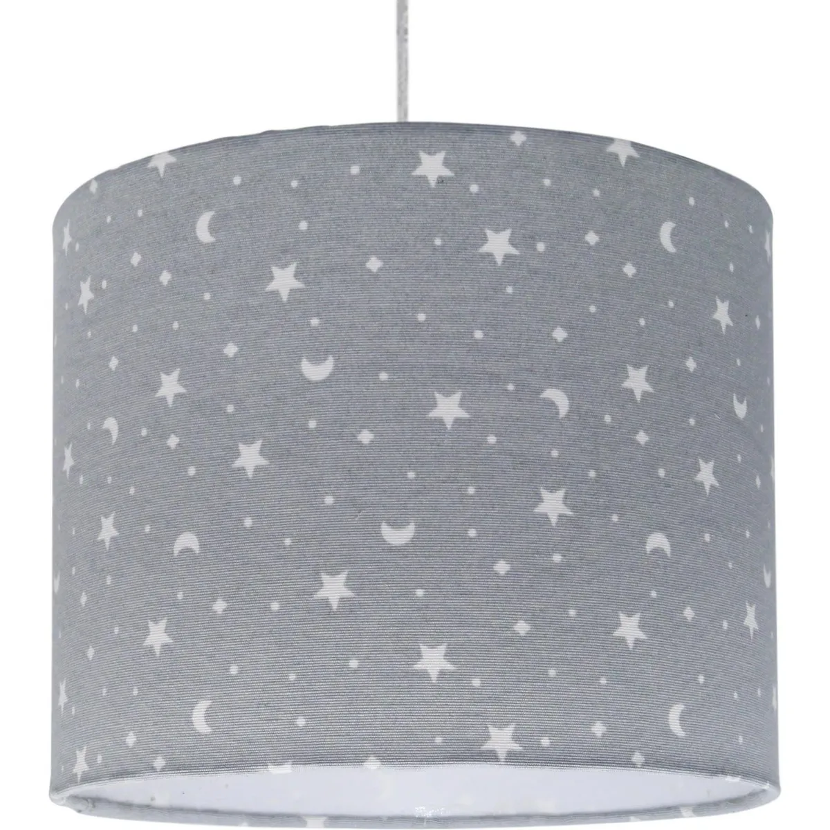 LIGHTING - Lámpara Colgante Luna 1 Luz Tela Gris