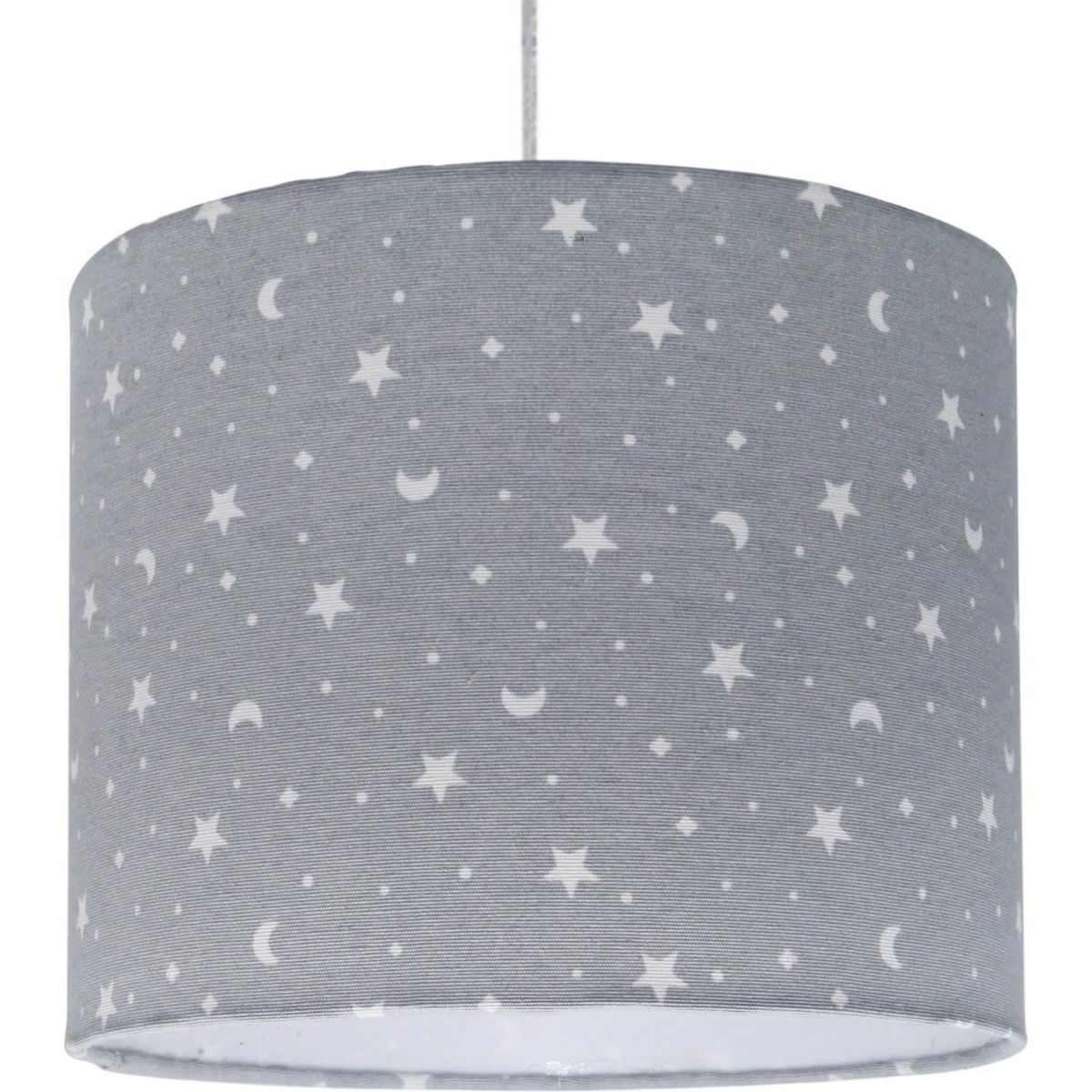 LIGHTING - Lámpara Colgante Luna 1 Luz Tela Gris