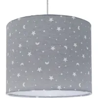 Lámpara Colgante Luna 1 Luz Tela Gris