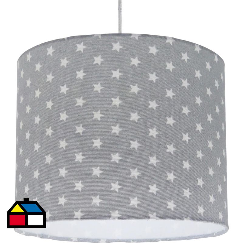 LIGHTING - Lámpara Colgante Estrellas 1 Luz Tela Gris/Plata 25 cm
