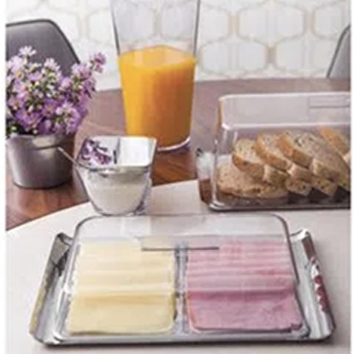 TRAMONTINA - Juego para fiambres acero inoxidable/acrílico