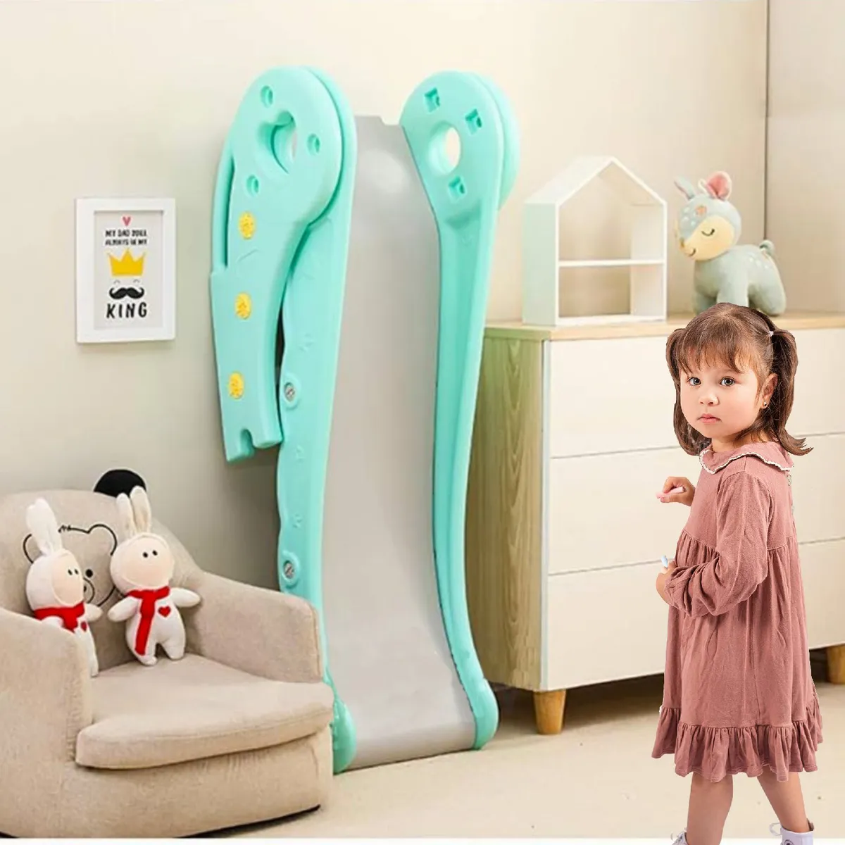 KIDSCOOL - Resbalín 108x56x40 cm Celeste