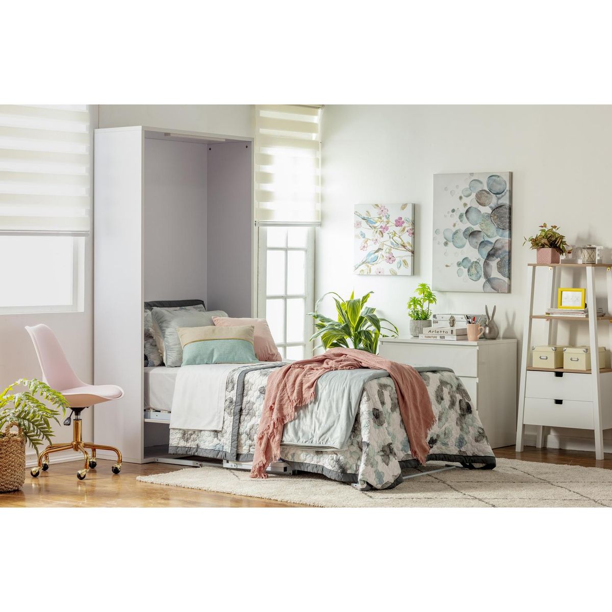 MOSPACE - Cama abatible 103x201x207 cm blanco