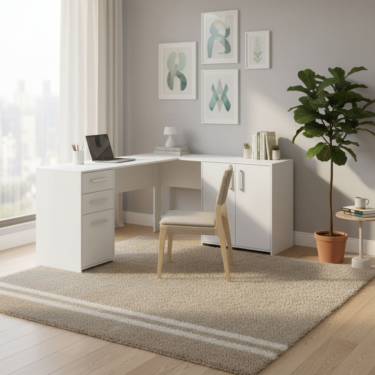 HOME MOBILI - Escritorio 74x157x46 cm blanco