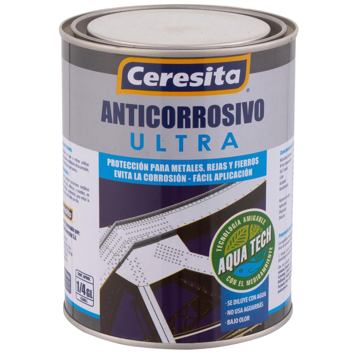 CERESITA - Anticorrosivo Aquatech Tarro 0.25 galón(es) Mate Gris