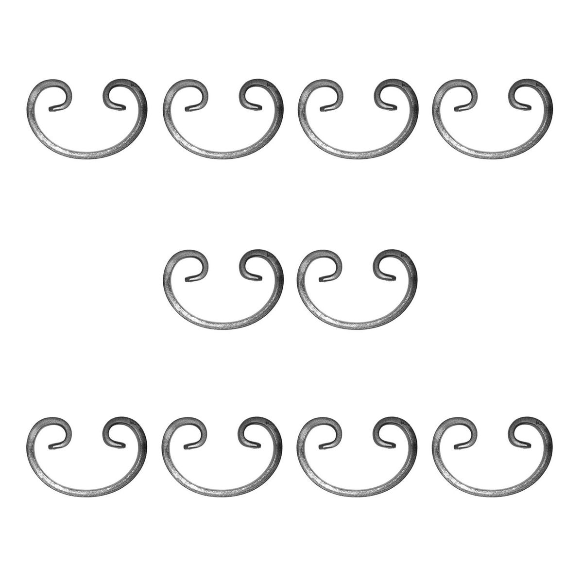 ARTEFERRO - Pack 10 Rulo Decorativo En Fierro Forjado Medidas 70X105Mm. Para Rejas, Paneles Y Escaleras