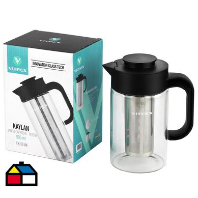Jarro infunsin de vidrio 900 ml negro.