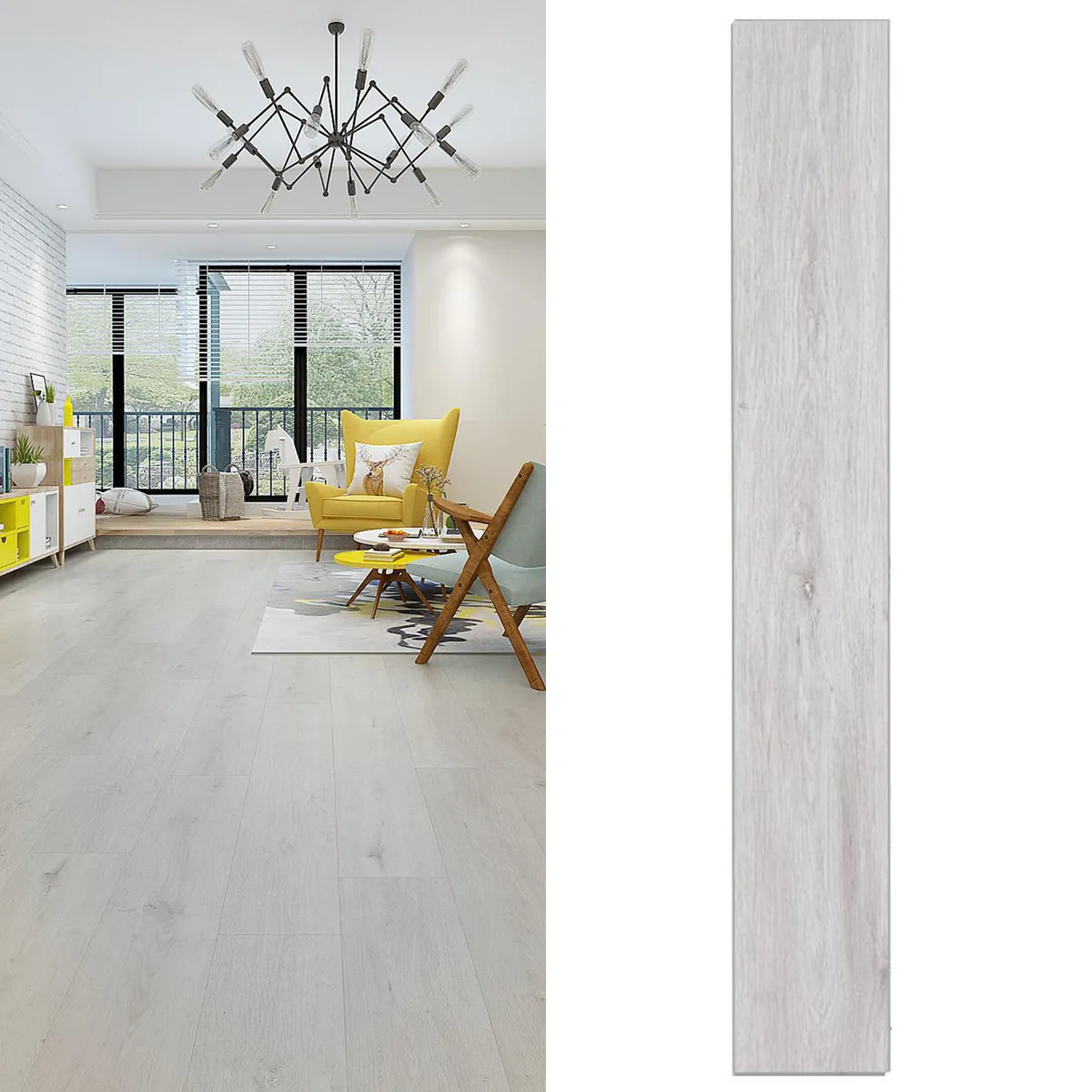 KLIPEN - Piso Vinílico 5.2 mm 18x122 cm Mandala white Blanco 2.2 m2