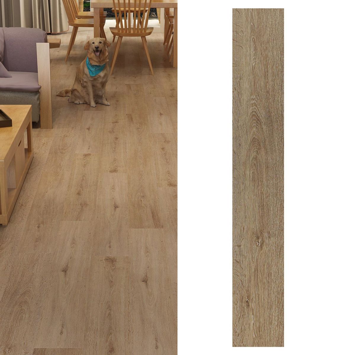 KLIPEN - Piso Vinílico 5.2 mm 18x122 cm Mandala latte Café 2.2 m2