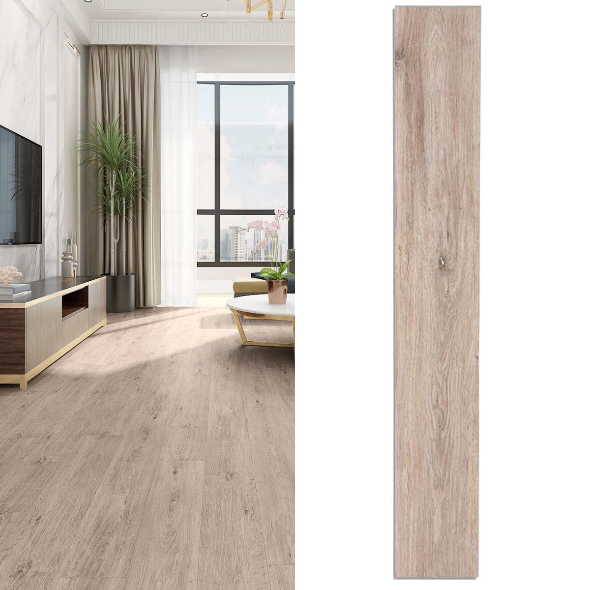 KLIPEN - Piso Vinílico 5.2 mm 18x122 cm Mandala Greige Café 2.19 m2