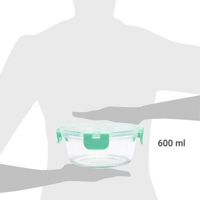 Imagen 2 del producto Contenedor de Alimento Redondo con Tapa Clip Vidrio 600 ml