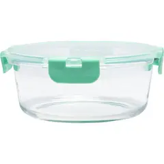 JUST HOME COLLECTION - Contenedor de Alimento Redondo con Tapa Clip Vidrio 950 ml