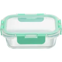 Contenedor de Alimento Rectangular con Tapa Clip Vidrio 370 ml