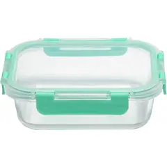 JUST HOME COLLECTION - Contenedor de Alimento Rectangular con Tapa Clip Vidrio 650 ml