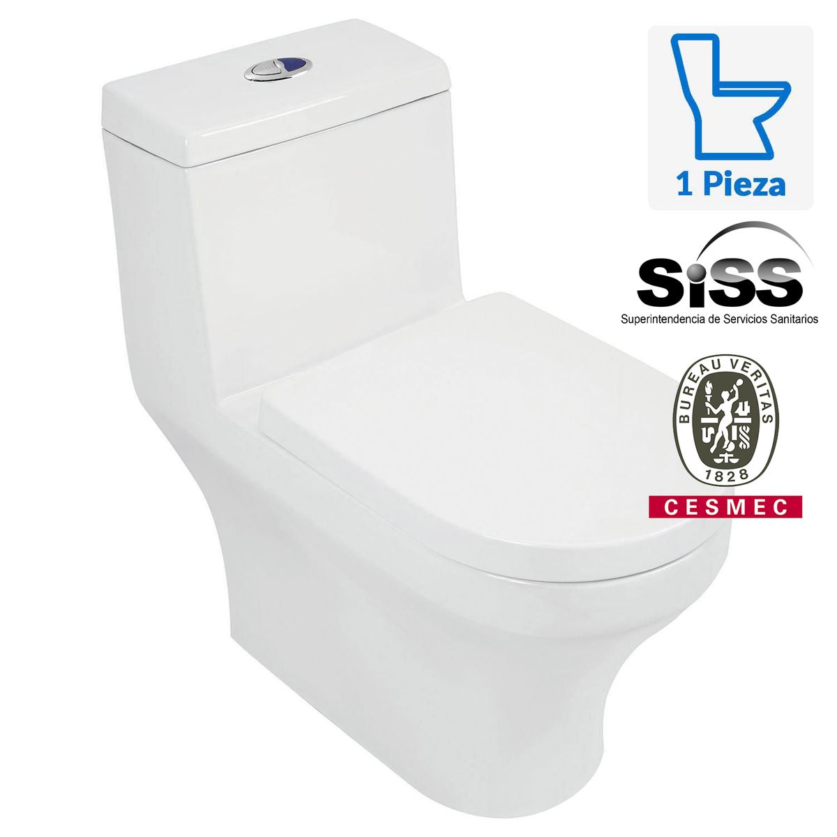 CORONA - Sanitario One piece a Piso 30,5 cm 4 Litros Fussion Blanco