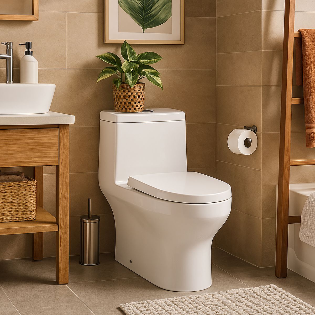 CORONA - Sanitario One piece a Piso 30,5 cm 4 Litros Fussion Blanco