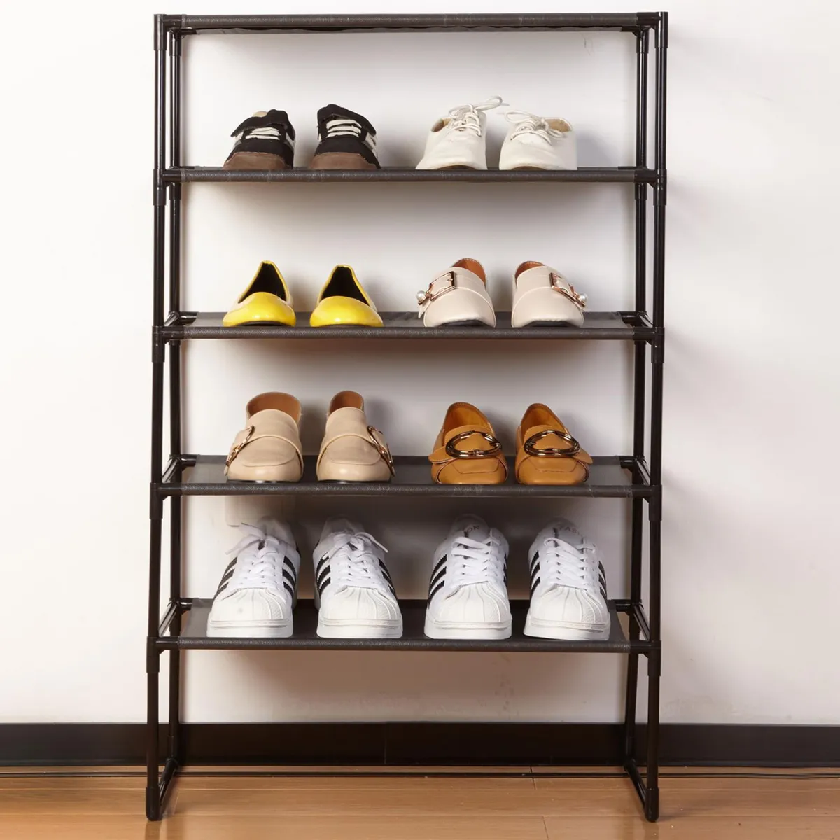 JUST HOME COLLECTION - Zapatera Tela 5 Nivel(es) 56x88x29 cm Negro