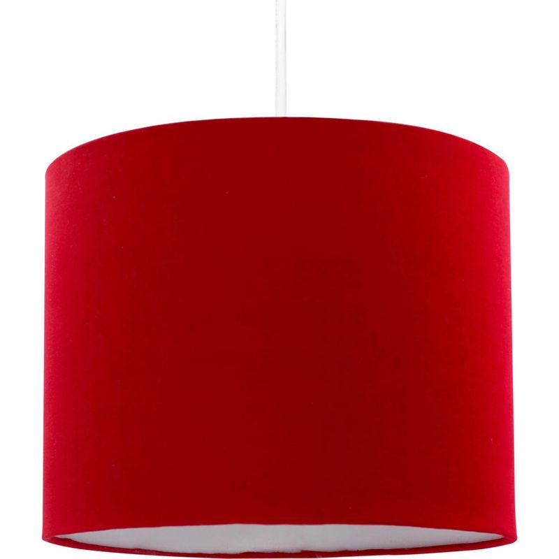 CONCEPT - Lámpara Colgante Liso 1 Luz Tela Rojo 25 cm