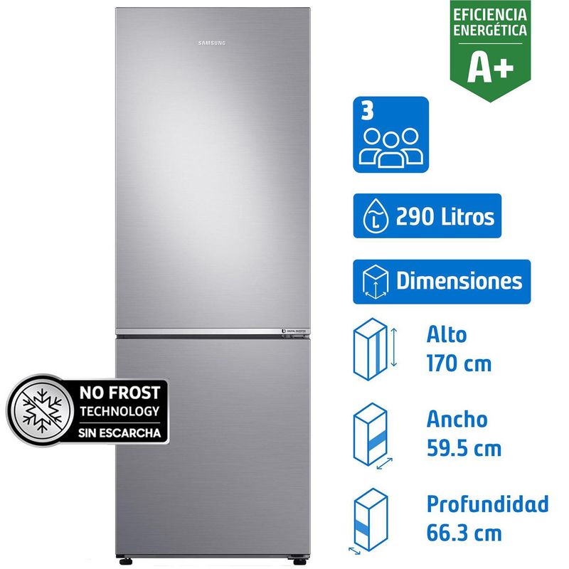 SAMSUNG - Refrigerador Bottom Freezer No Frost 290 Litros Elegant Inox RB30N4020S8/ZS