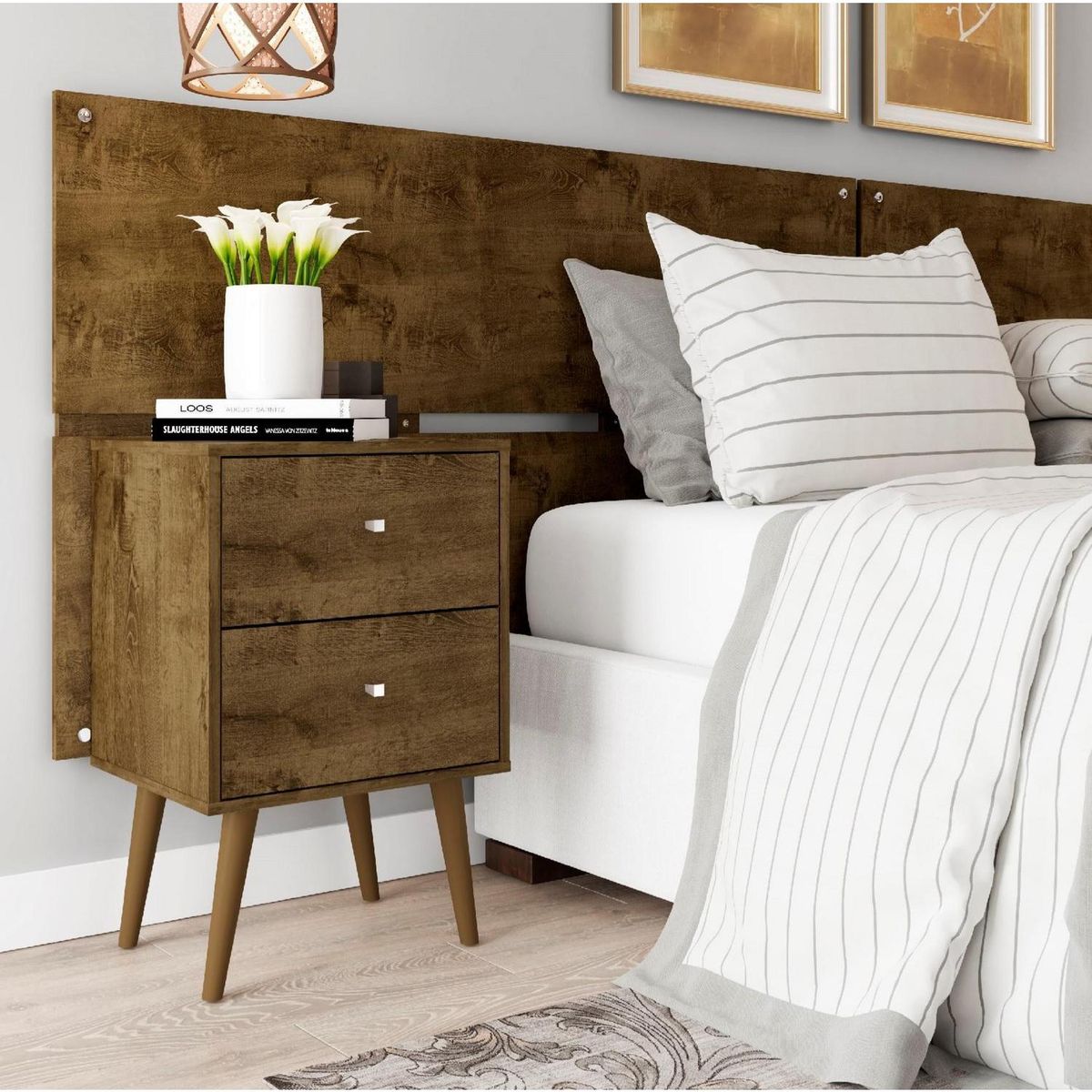 HOGA - Velador 2 Cajón(es) Mb2015 45x69x36 cm Rústico